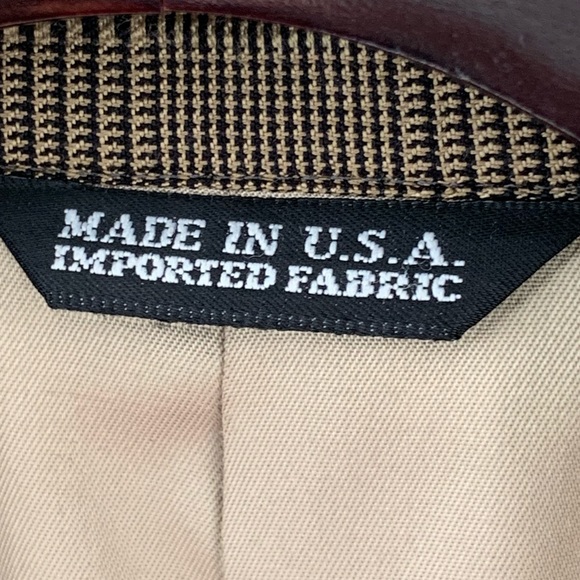 Perry Ellis sports coat gold and black glen plaid 42L vintage - Picture 7 of 11